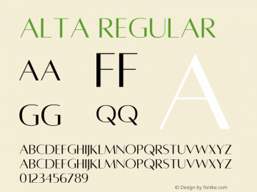 Alta Regular Version 001.001 Font Sample