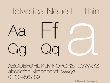 Helvetica LT 35 Thin 006.000 Font Sample