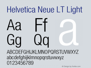 Helvetica LT 47 Light Condensed 006.000 Font Sample