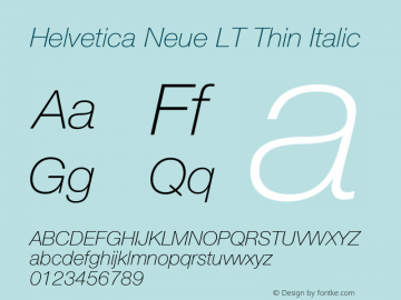 Helvetica LT 36 Thin Italic 006.000 Font Sample
