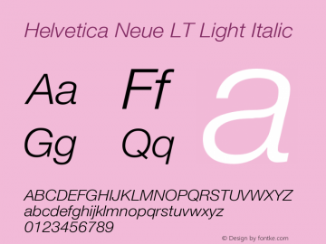 Helvetica LT 46 Light Italic 006.000 Font Sample