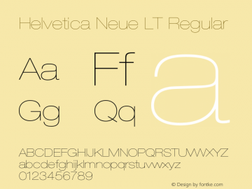 Helvetica LT 23 Ultra Light Extended 006.000 Font Sample