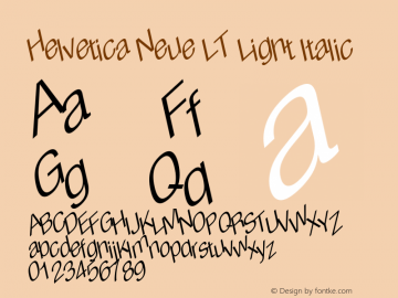 Helvetica LT 47 Light Condensed Oblique 006.000 Font Sample