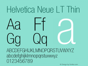 Helvetica LT 37 Thin Condensed 006.000 Font Sample