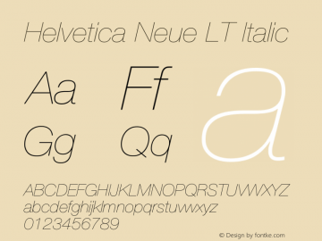 Helvetica LT 26 Ultra Light Italic 006.000图片样张