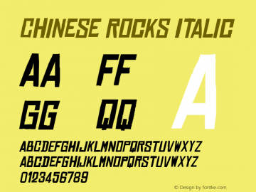 Chinese Rocks Italic Version 1.00 Font Sample