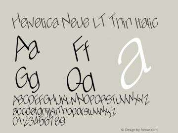 Helvetica LT 37 Thin Condensed Oblique 006.000 Font Sample