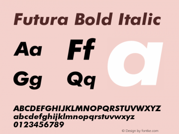 FuturaBT-BoldItalic 2.0-1.0 Font Sample