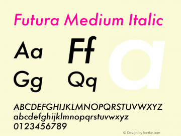 Futura-MdmItl 4.0 Font Sample