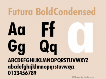 Futura Bold Condensed Version 003.001 Font Sample