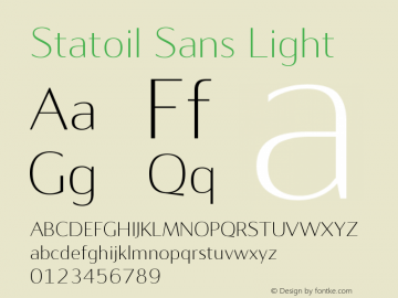 StatoilSans-Light Version 002.001 Font Sample