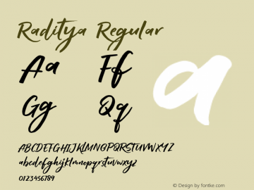 Raditya Version 1.000 Font Sample