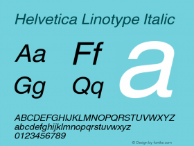 Helvetica Linotype Italic Version 2.01图片样张