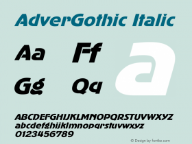 AdverGothic Italic Converted from t:\ADVERGOT.TF1 by ALLTYPE Font Sample