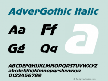 AdverGothic Italic Converted from t:\ADVERGOT.TF1 by ALLTYPE图片样张