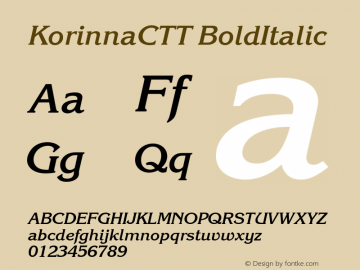 KorinnaCTT BoldItalic TrueType Maker version 3.00.00 Font Sample
