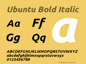 Ubuntu Bold Italic 0.83 Font Sample