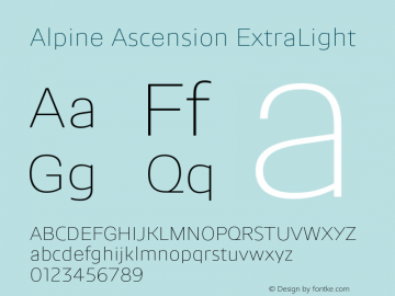 Alpine Ascension Light Regular Version 0.005;PS 0.5;hotconv 1.0.72;makeotf.lib2.5.5900图片样张