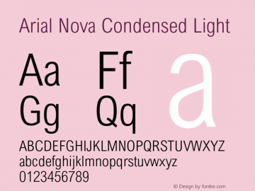 Arial Nova Cond Light Version 1.05 Font Sample