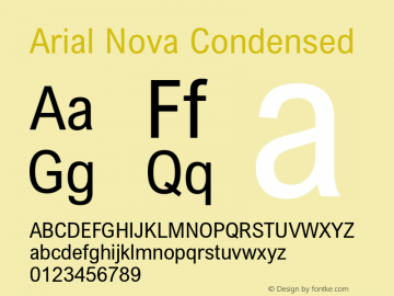 Arial Nova Cond Version 1.05 Font Sample