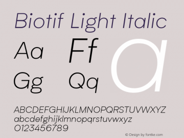 Biotif-LightItalic Version 1.000图片样张