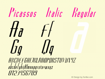 Picassos Italic Regular Unknown Font Sample