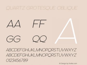 QuartzGrotesque-Oblique Version 1.000;PS 001.000;hotconv 1.0.88;makeotf.lib2.5.64775 Font Sample