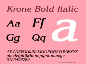 Krone Bold Italic W.S.I. Int'l v1.1 for GSP: 6/20/95图片样张