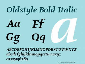 Oldstyle Bold Italic W.S.I. Int'l v1.1 for GSP: 6/20/95图片样张