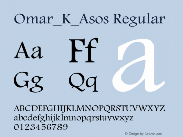 Omar_K_Asos Version 1.00 September 16, 1997, initial release Font Sample