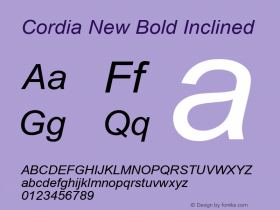 Cordia New Bold Inclined Version 2.0 - November 1993图片样张