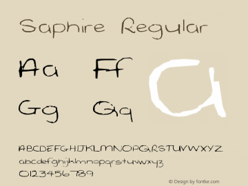 Saphire Regular Unknown Font Sample