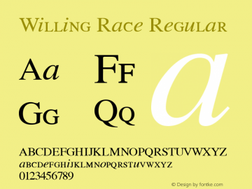 Willing Race Macromedia Fontographer 4.1.3 11/30/03 Font Sample