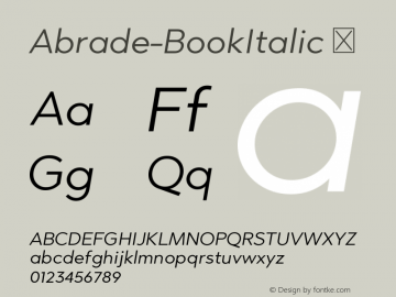 ☞Abrade Book Italic Version 1.000;com.myfonts.easy.greyscale-type.abrade.book-italic.wfkit2.version.4pJB Font Sample