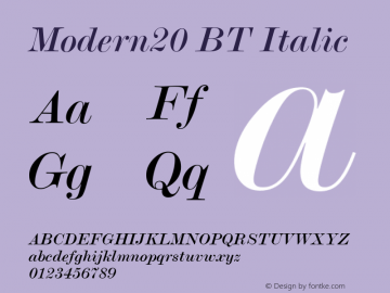 Modern20 BT Italic Version 1.01 emb4-OT图片样张