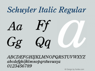 Schuyler Italic Regular Unknown Font Sample