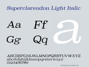 Superclarendon Light Italic 9.0d4e1 Font Sample
