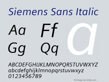 Siemens Sans Italic 4.00 Font Sample