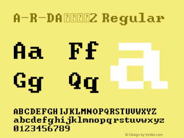 A-R-DA数字字母2 Version 1.00 January 8, 2015, initial release Font Sample