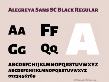 Alegreya Sans SC Black Version 1.000;PS 001.000;hotconv 1.0.70;makeotf.lib2.5.58329 DEVELOPMENT; ttfautohint (v0.97) -l 8 -r 50 -G 200 -x 17 -f dflt -w G -W Font Sample