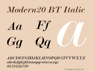 Modern20 BT Italic mfgpctt-v1.54 Tuesday, February 9, 1993 9:13:41 am (EST)图片样张