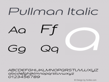 Pullman Italic Version 1.00 2010 Font Sample