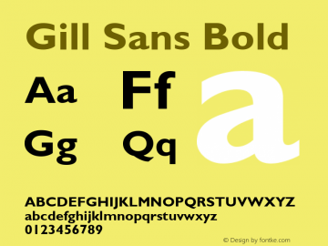 Gill Sans Bold 1.0 Thu Dec 27 14:23:58 2001 Font Sample