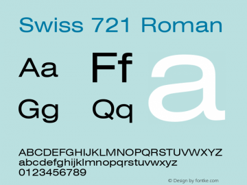 Swiss 721 Extended Version 003.001 Font Sample
