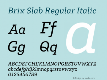 BrixSlab-RegularItalic Version 1.000 Font Sample