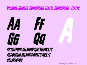 Vicious Hunger Condensed Italic Version 1.0; 2014图片样张
