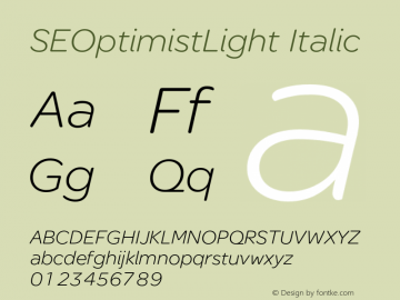 SEOptimistLight-Italic Version 28.001图片样张