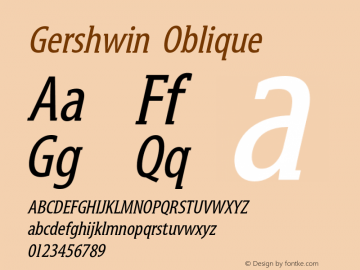 GershwinOblique Version 001.000 Font Sample