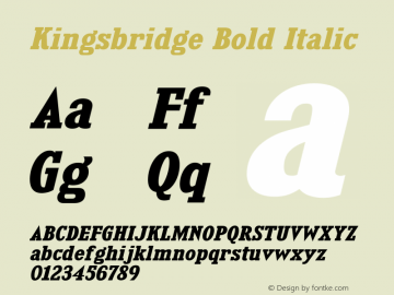 KingsbridgeRg-BoldItalic Version 1.000 Font Sample