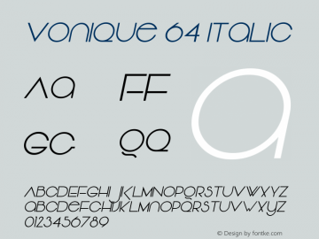 Vonique 64 Italic 1.0 email: dennis@sharkshock.net图片样张